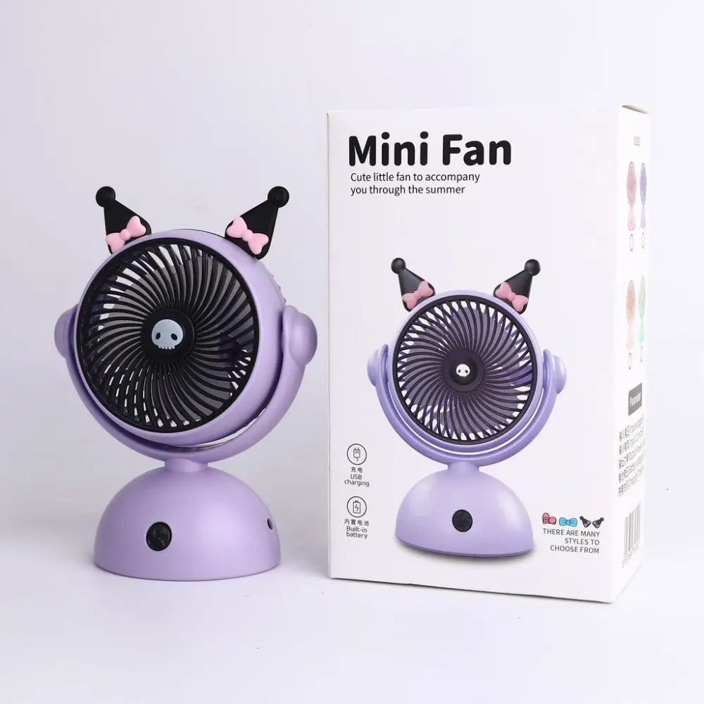 Mini Ventilador Portátil Recargable Base Orejas Usb 3 Aspas