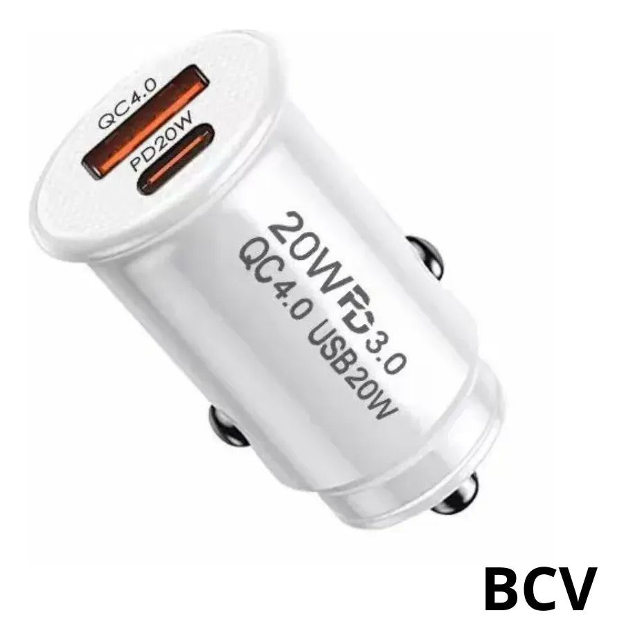 Cargador Carro Carga Rapida 30w 2 Puertos Usb Y Tipo C