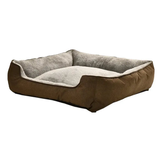 Cama Para Mascotas Almohadon Felpa Gato Perro Comoda M Marrón Gris