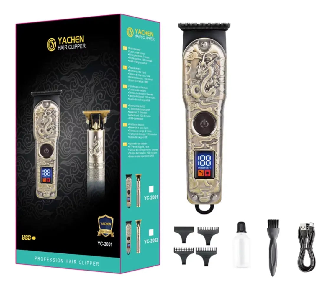 Maquina De Afeitar Vintage Pantalla Led Recargable Patillera