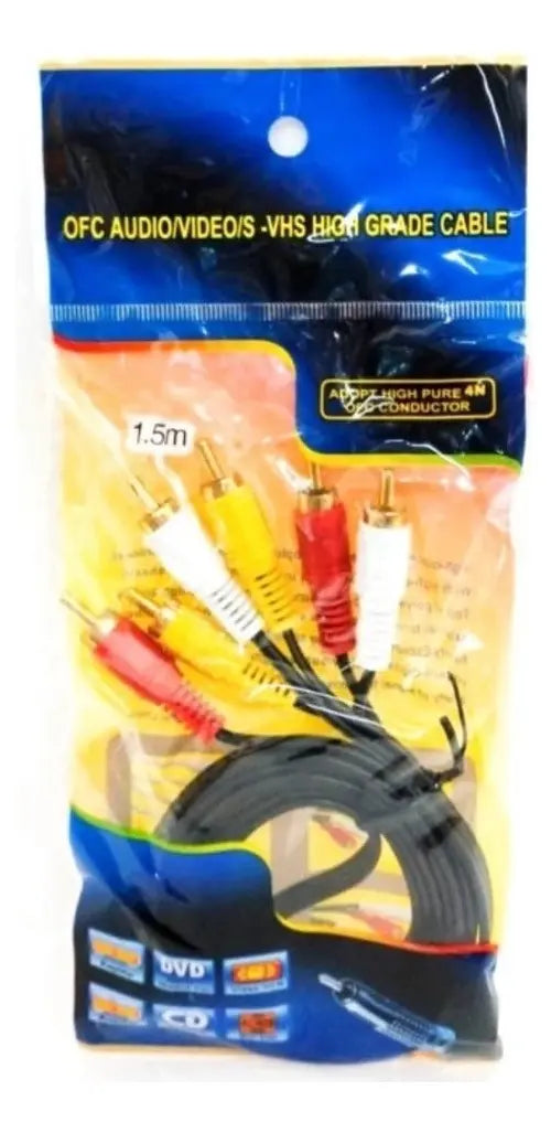 Cable Av Rca A Rca 1.5 Metros Tv Audio Video Macho Macho