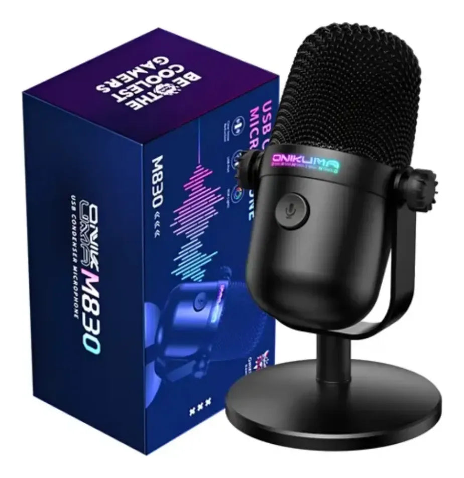 Micrófono Gaming Podcasting Con Base Iluminación Rgb Usb
