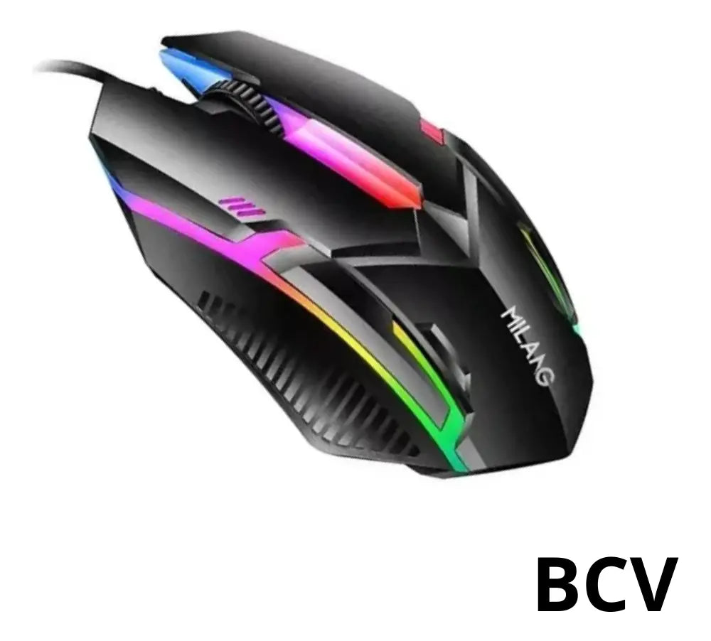 Mouse Optico Rgb 4 Botones Alambrico Usb Milang Gamer Pc