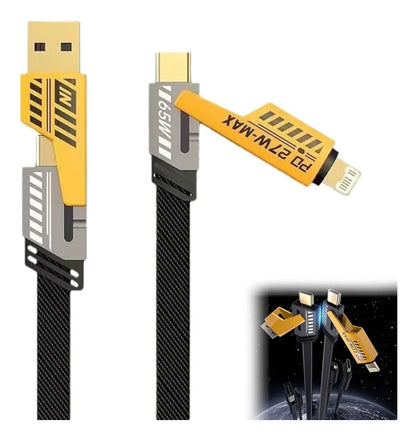 Cable Multiple Usb A Tipo C Lightning 4 En 1 Carga Rápida 1m