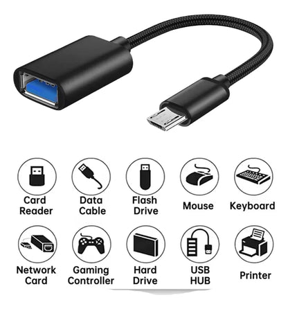 Cable Adaptador Otg Usb A Hembra A Micro Usb Macho