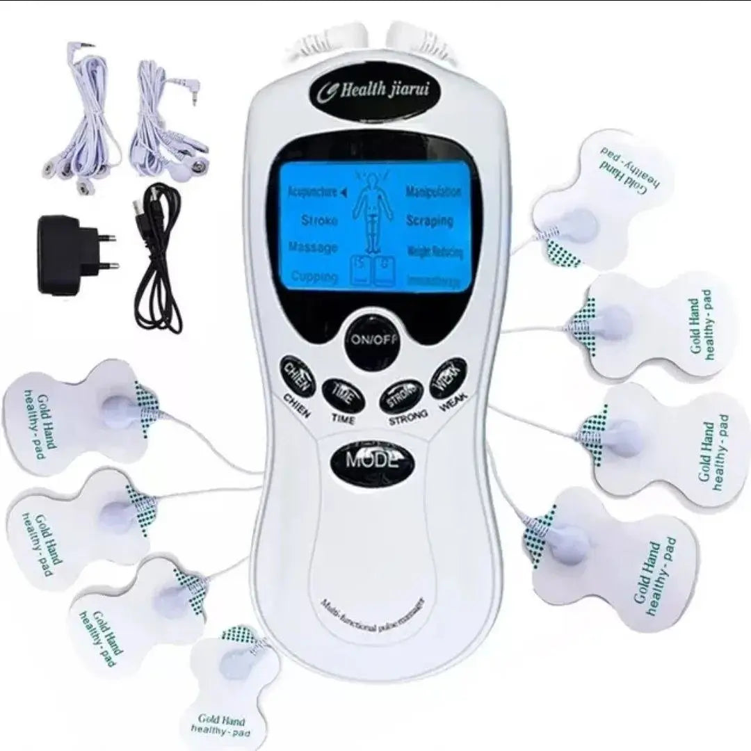 Electroestimulador Masajeador TENS con Conexión 110V (8 Electrodos).
