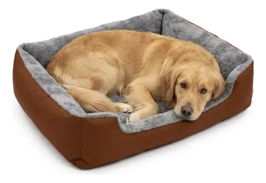 Cama Para Mascotas Almohadon Felpa Gato Perro Comoda M Marrón Gris