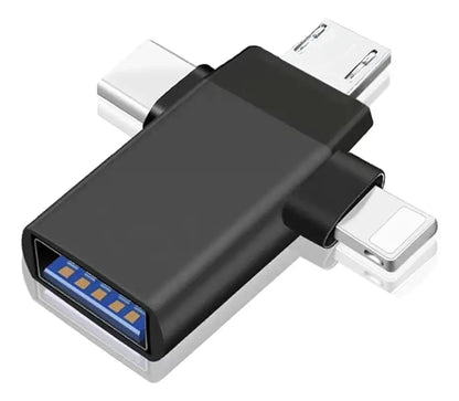 Adaptador Otg 3 En 1 Micro Usb Ligthning Tipo C Celular Pc