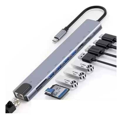 Hub Adaptador Multipuestos 10 En1 Tipo C 3.0 Aluminio