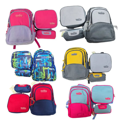 Bolso Morral Con Lonchera Y Cartuchera Totto Escolar 3pcs