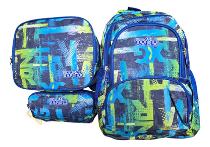 Bolso Morral Con Lonchera Y Cartuchera Totto Escolar 3pcs
