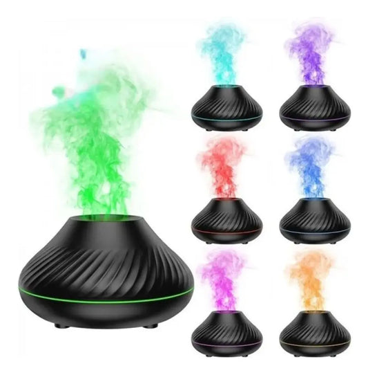 Humidificador Aromas Estilo Volcán Luz Rgb Esencia De Regalo
