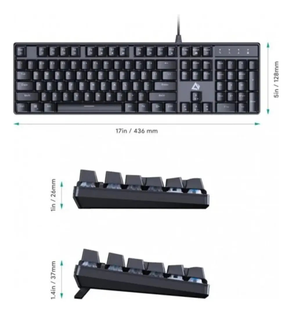 Teclado Mecanico Aukey Ergonomico Rgb Alambrico Led Armable