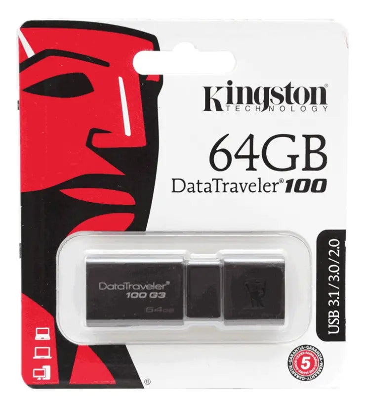 Pendrive 64gb Almacenamiento Kingston Usb 3.0 2.0 Datatravel