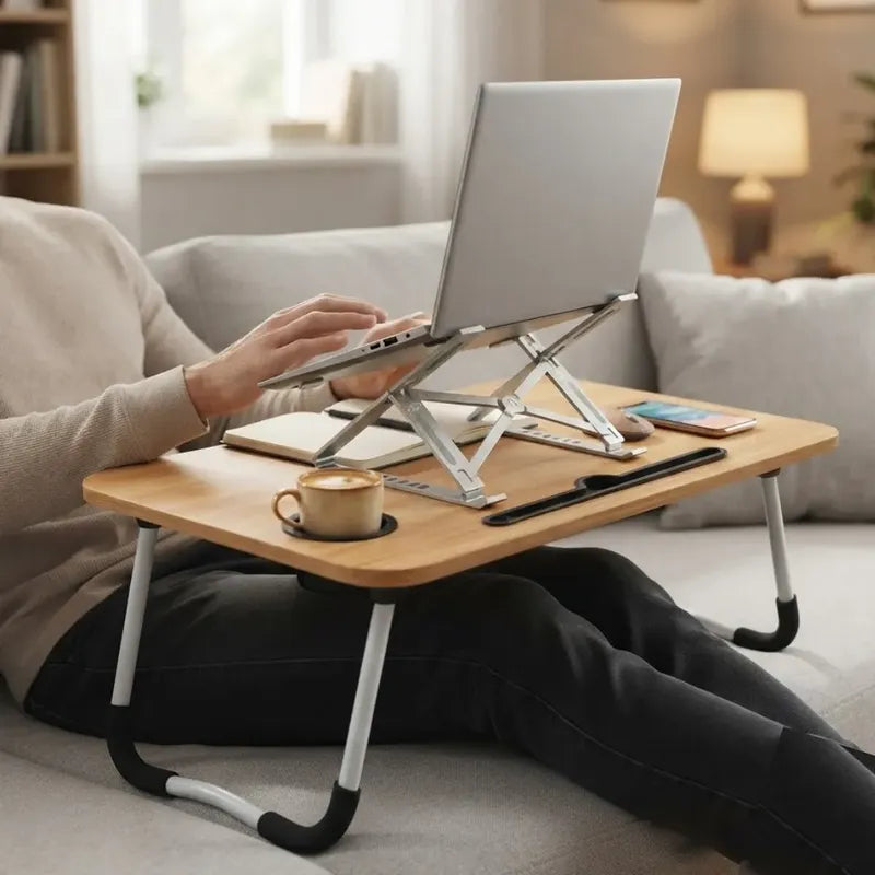 Mesa Plegable Escritorio Laptop + Base Metalica Laptop Combo