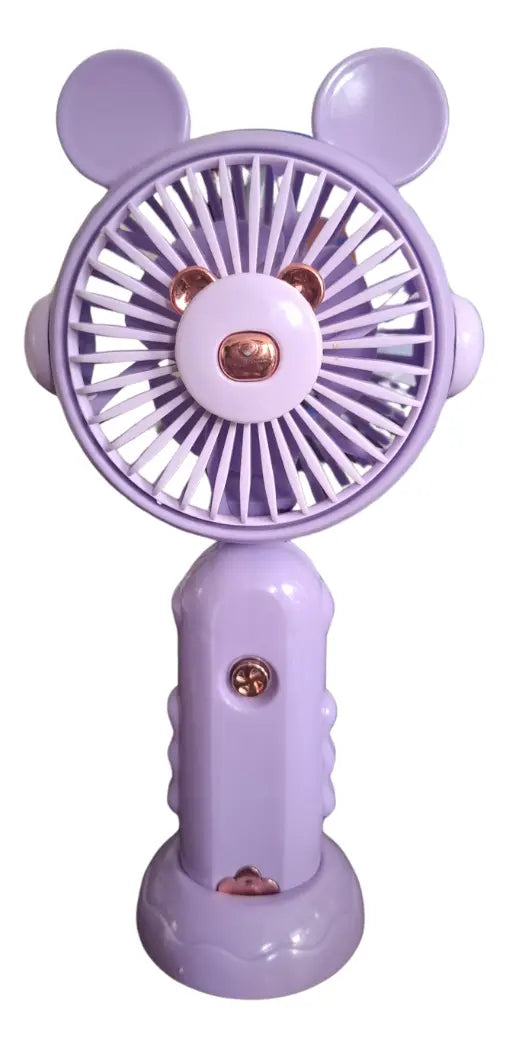 Mini Ventilador Portátil Recargable Osito Con Base 3 Aspas