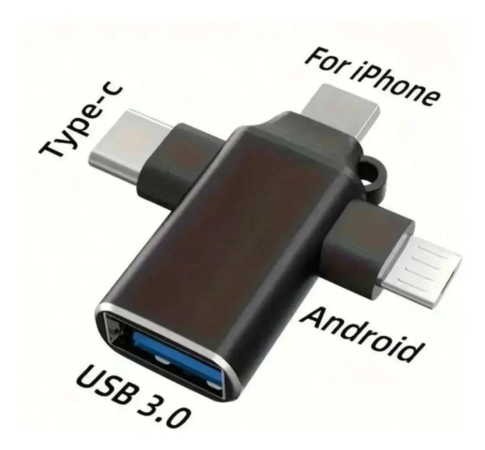 Adaptador Otg 3 En 1 Micro Usb Ligthning Tipo C Celular Pc