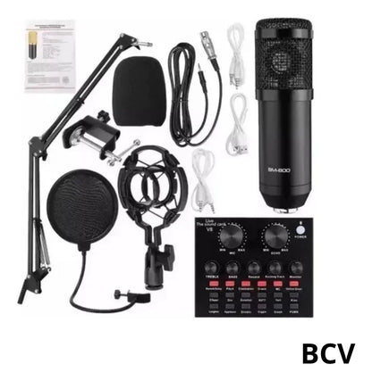 Micrófono Condensador Profesional V8 Con Consola De Sonido