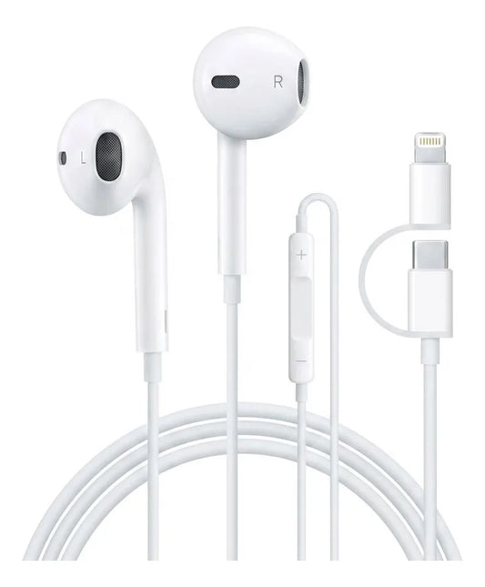 Audifonos Alambrico Earpods iPhone Usb C Y Otg Lightning