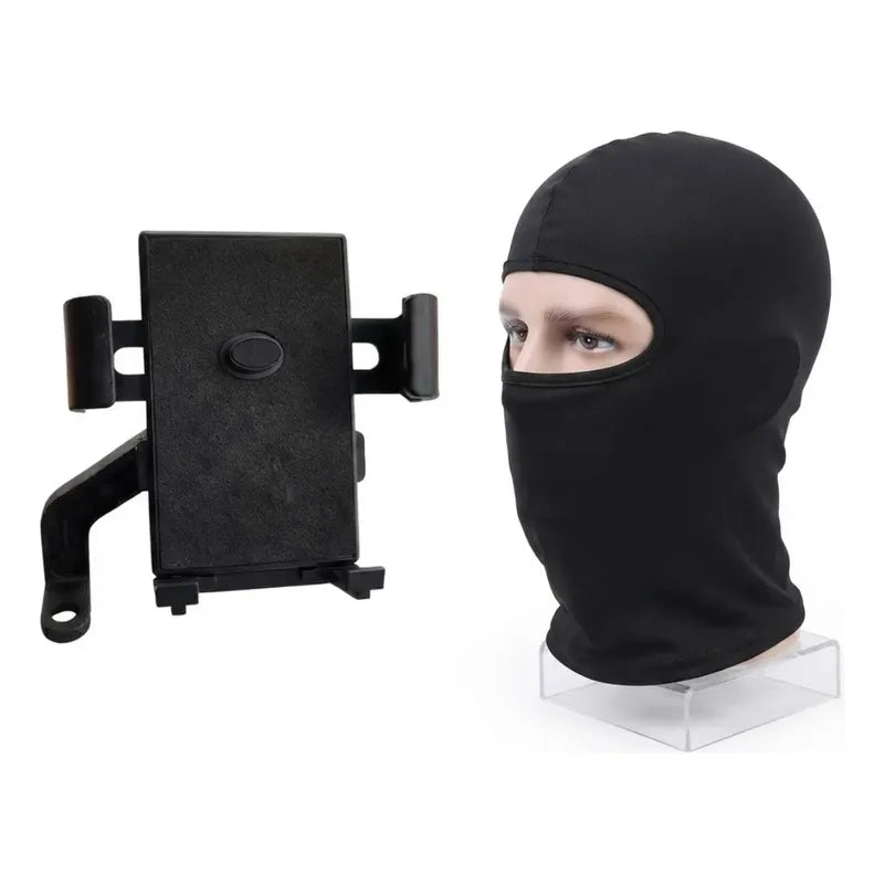 Base Metalica Moto Celular + Balaclava Táctica Deporte Combo