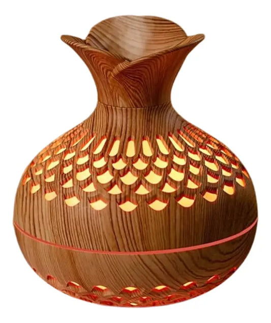 Humidificador Flor Rgb Aromas Madera Esencia De Regalo