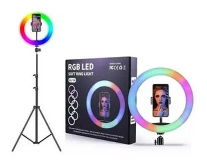 Aro De Luz Led Rgb 18 Pulgadas Con 3 Holders Trípode