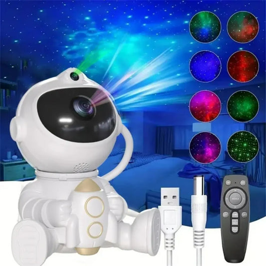 Lampara Astronauta Proyector Galaxia Rgb 360 Control Remoto