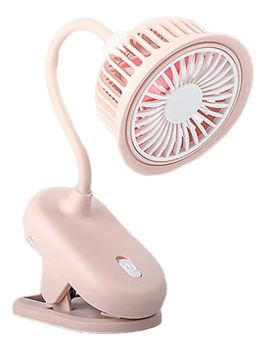 Mini Ventilador Portátil Recargable Gancho Soporte 4 Aspas