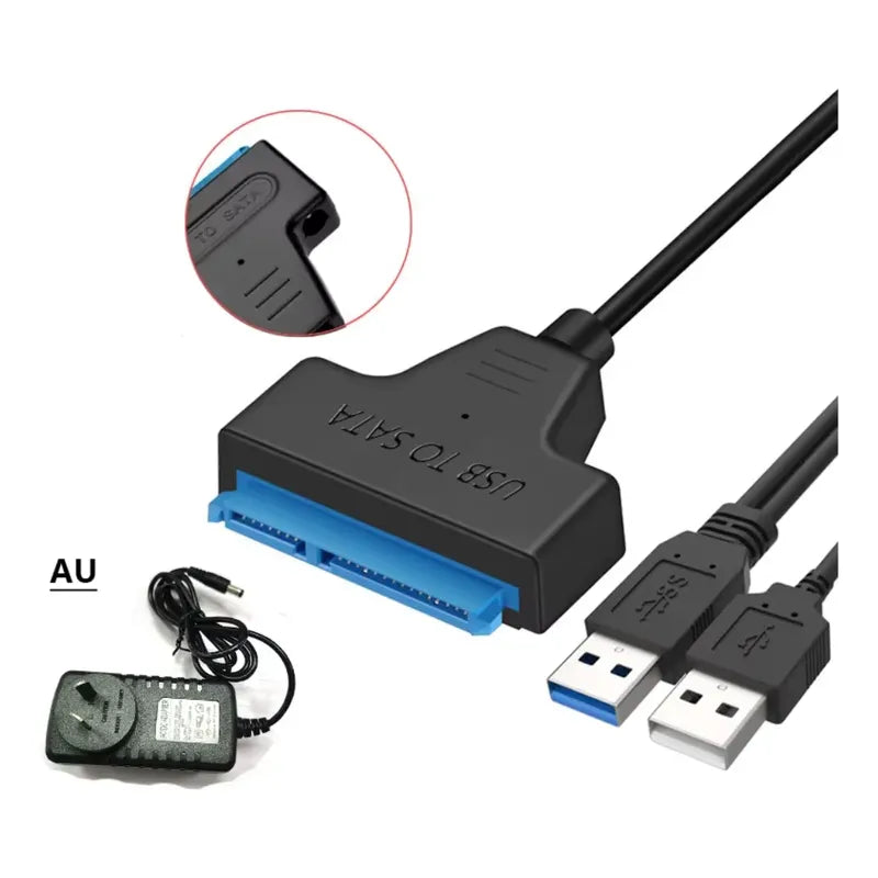 Cable Adaptador Sata Doble Usb Disco Duro Transformador 12v
