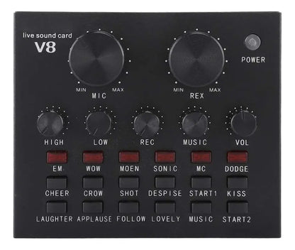 Tarjeta Sonido V8 Multifuncional Mezclador Audio Micrófono
