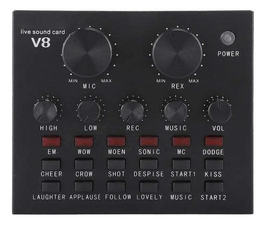 Tarjeta Sonido V8 Multifuncional Mezclador Audio Micrófono