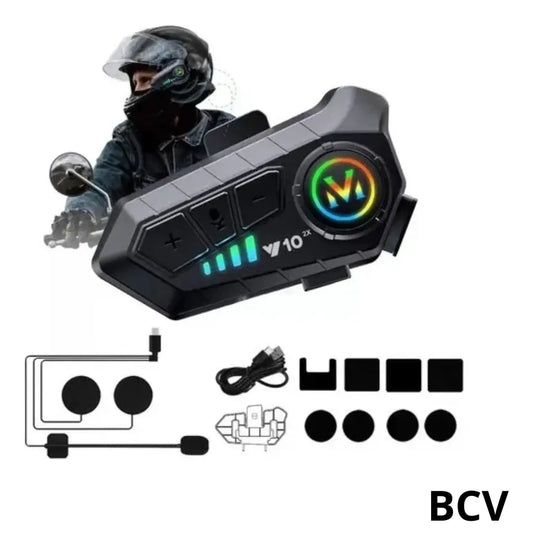 Par Audifono Inalambrico Intercomunicador V10 Moto Bluetooth