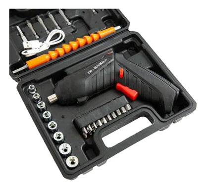Set Destornillador Electrico 46 Piezas Ajustable Recargable
