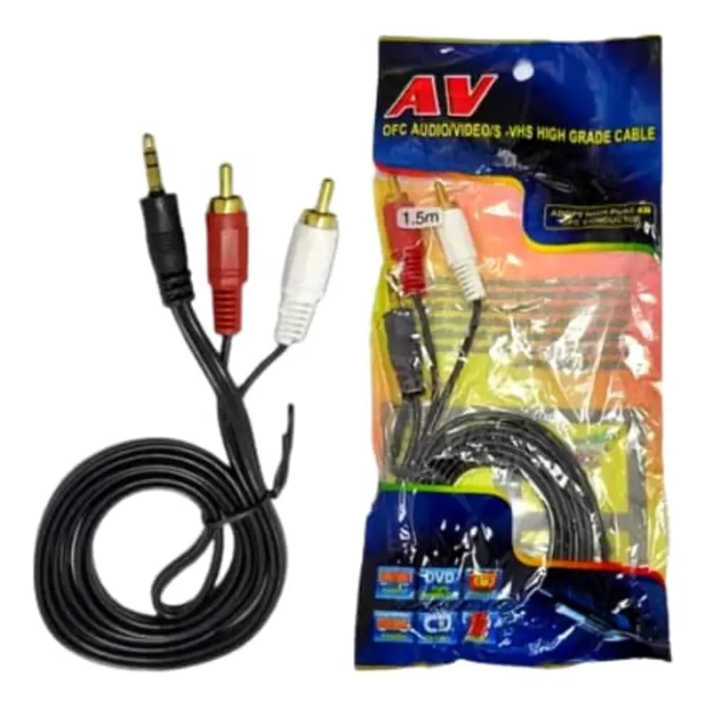 Cable Audio Dos Rca - Plug Auxiliar 3.5mm Macho Macho 1.5m
