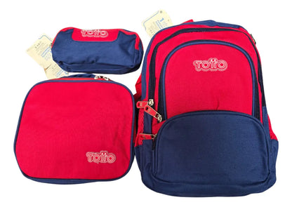 Bolso Morral Con Lonchera Y Cartuchera Totto Escolar 3pcs