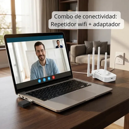 Repetidor Wifi Rompemuro Señal + Antena Dual Band Usb Combo