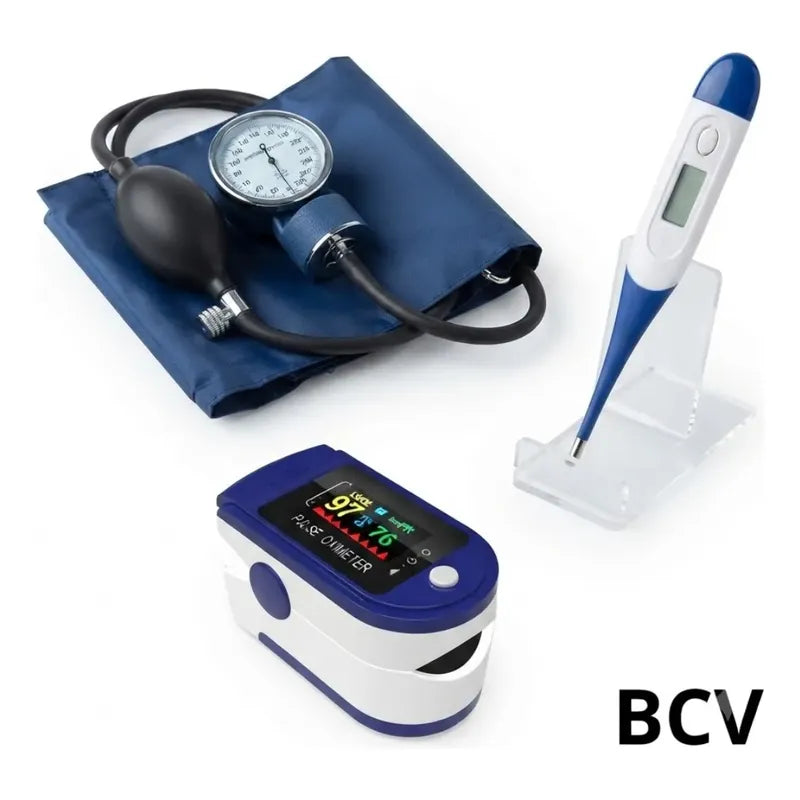 Tensiómetro Manual De Brazo+ Oximetro +termometro Oral Combo