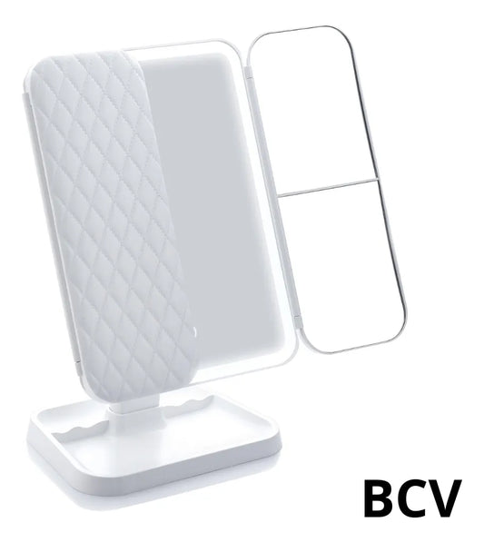 Espejo Luz Led Portátil Con Aumento Recargable Maquillaje