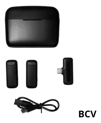 Set de Micrófonos Duales Inalámbricos Completo con Estuche para iPhone y Tipo-C