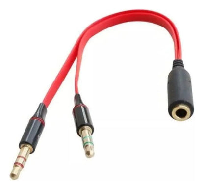 Cable Adaptador Auxiliar Y 2 Machos 1 Hembra 3.5mm 3 Lineas