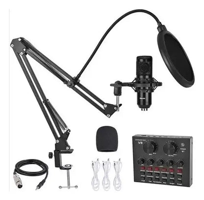 Micrófono Condensador Profesional V8 Con Consola De Sonido