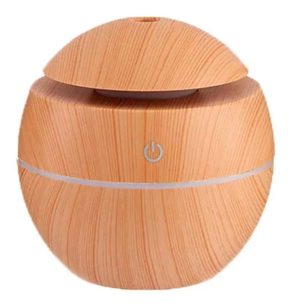 Humidificador Difusor De Aromas Redondo Madera Usb Con Luz
