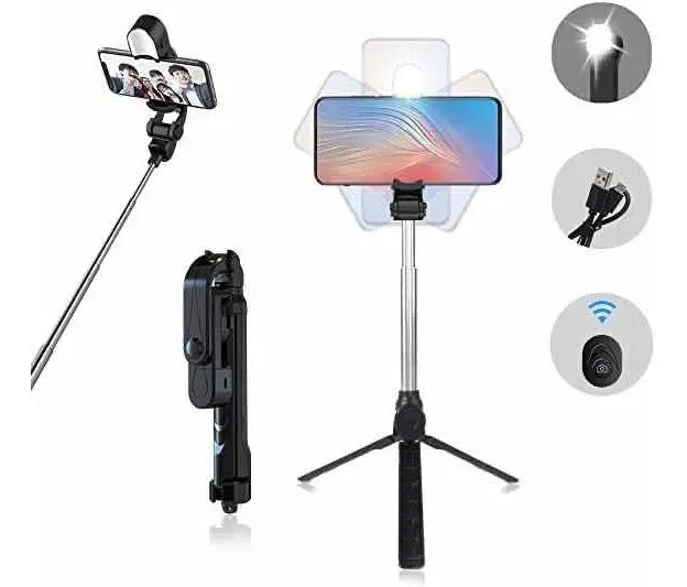 Trípode Monopod Extensible Con Luz Bluetooth Soporte Telefon