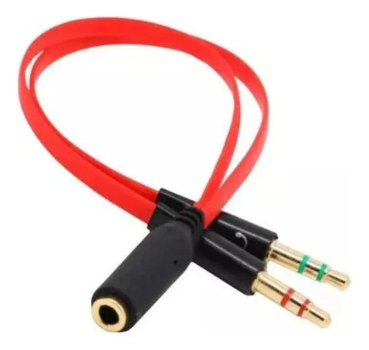 Cable Adaptador Auxiliar Y 2 Machos 1 Hembra 3.5mm 3 Lineas