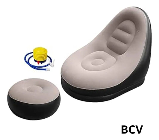 Sofa Inflable Mueble Doble Puff Posa Pies Sillon Portatil