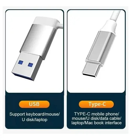 Hub USB 4 en 1 de Aluminio Tipo-C y USB 3.0 Multipuerto para PC y Celular