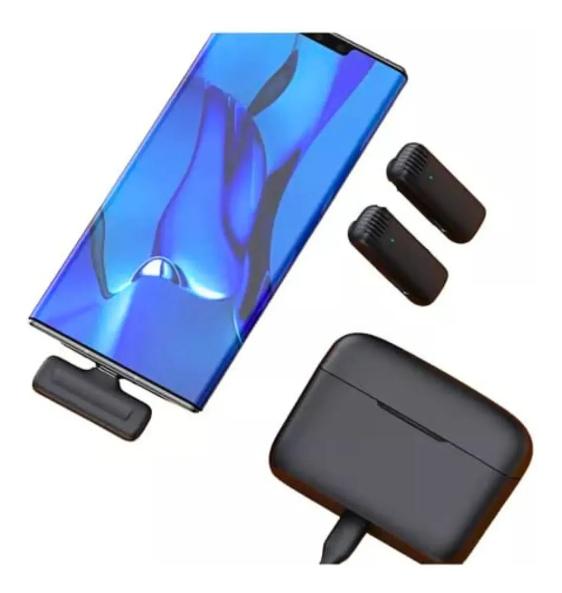Set de Micrófonos Duales Inalámbricos Completo con Estuche para iPhone y Tipo-C