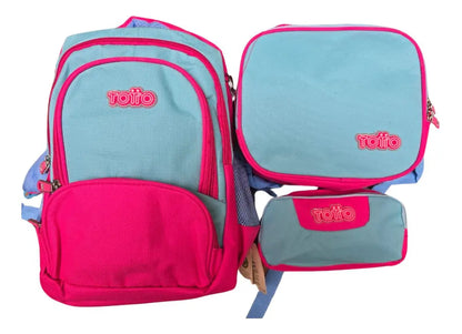 Bolso Morral Con Lonchera Y Cartuchera Totto Escolar 3pcs