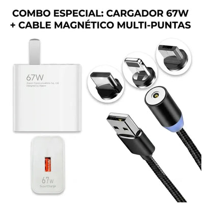 Taco Cargador Xiaomi 67w + Cable Imantado Tipoc iPhone Combo
