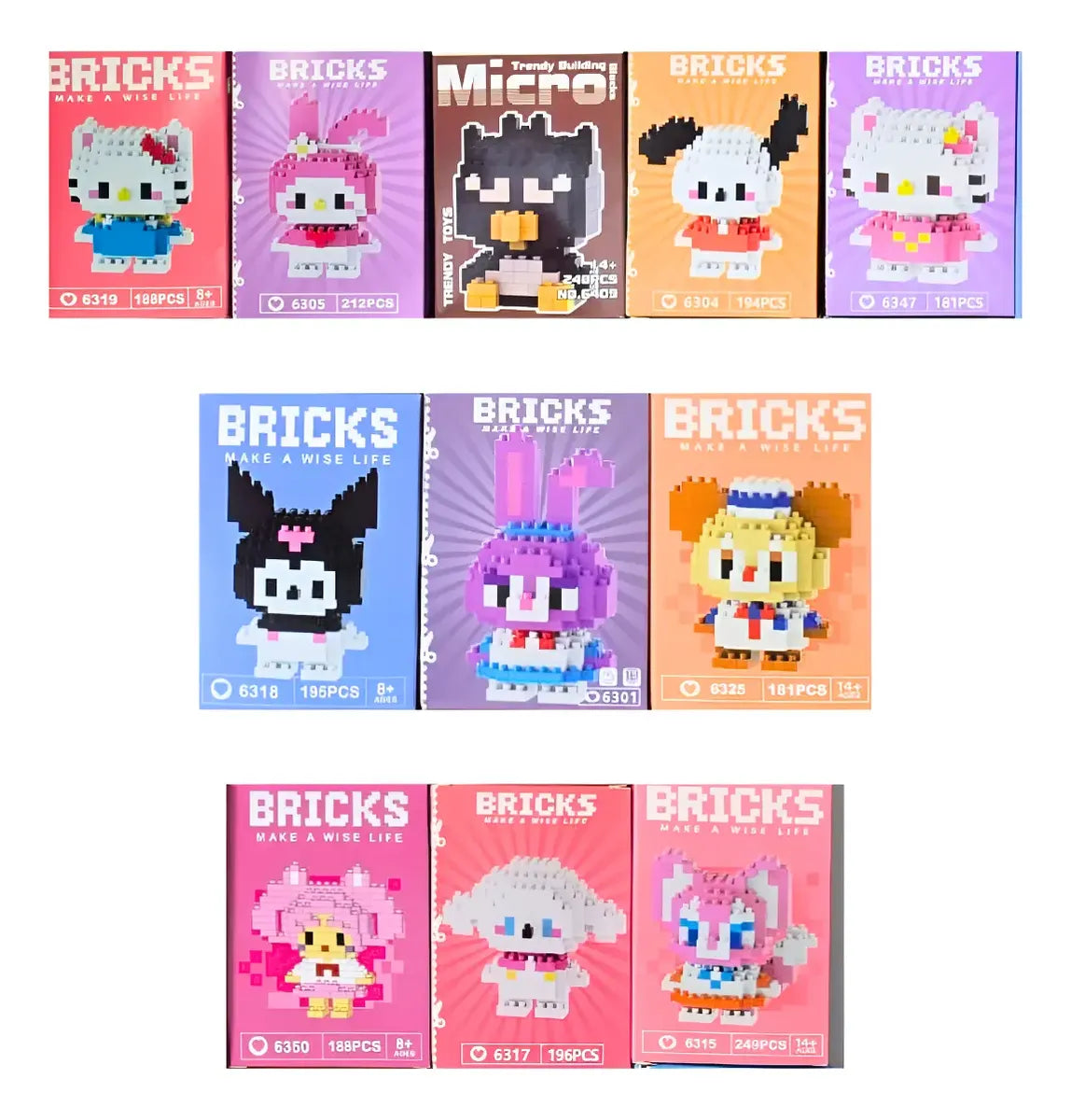 Bloques Lego Mini Brick Figura Armable Coleccion Hello Kitty Agregar a favoritos 4.8 Calificación 4.8 de 5. 5 opiniones. (5)